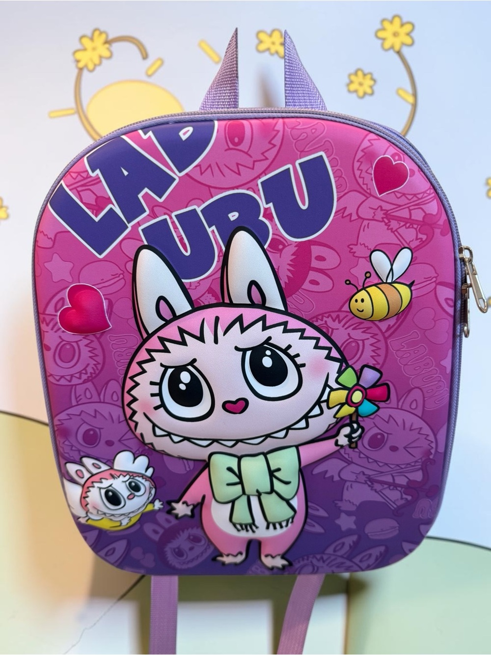 NWOT Kids Pink Character Backpack with Bunny Design-unbranded